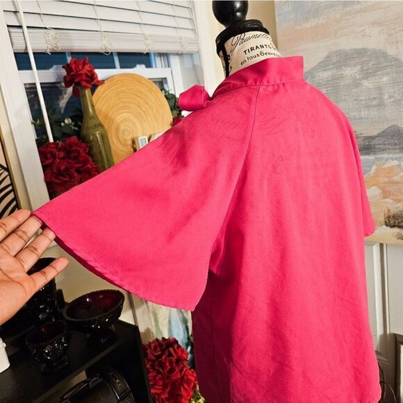 New Flutter Sleeve Bow Neck Secretary Style Blouse. - Picture 15 of 15